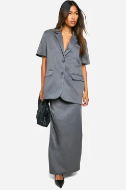 Blazer long oversize à épaules rembourrées manches courtes Marl