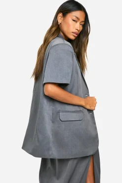 Blazer long oversize à épaules rembourrées manches courtes Marl