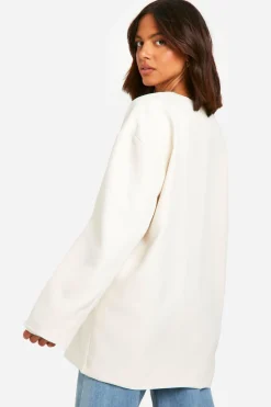 Blazer long oversize sans col