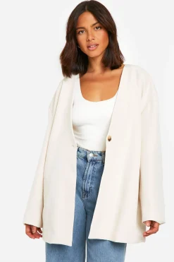 Blazer long oversize sans col