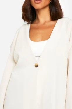 Blazer long oversize sans col
