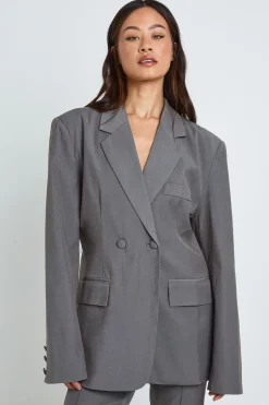 boohoo Blazer Long Tailleur Cintré À Taille Marquée Double Boutonnage<Femme Tailleurs|Blazers
