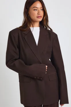 Blazer Long Tailleur Croisé Taille Cintrée