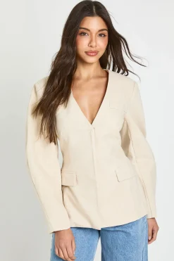 boohoo Blazer À Manches Ballon Effet Lin<Femme Tailleurs|Blazers