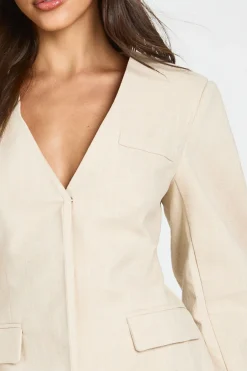 boohoo Blazer À Manches Ballon Effet Lin<Femme Tailleurs|Blazers