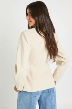 boohoo Blazer À Manches Ballon Effet Lin<Femme Tailleurs|Blazers