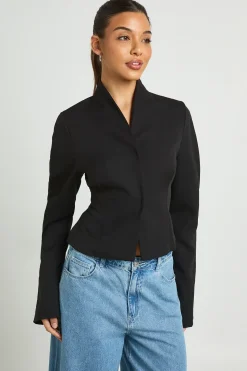 Blazer À Manches Ballon Et Fermeture Dissimulée