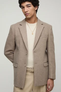 Blazer Melton à coupe décontractée à simple boutonnage