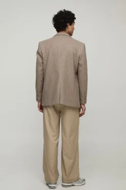 Blazer Melton à coupe décontractée à simple boutonnage