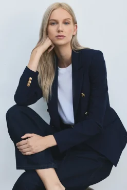 Blazer Militaire Ajusté à Boutons Petite Taille