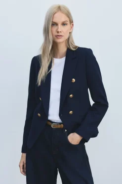 Blazer Militaire Ajusté à Boutons Petite Taille
