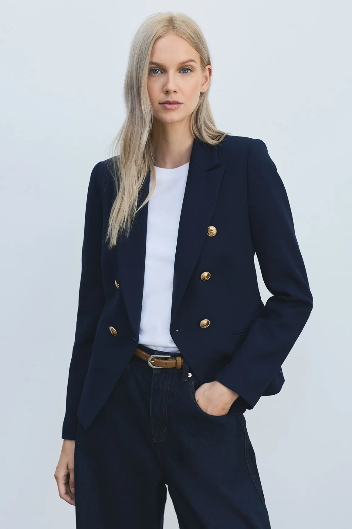 Blazer Militaire Ajusté à Boutons Petite Taille