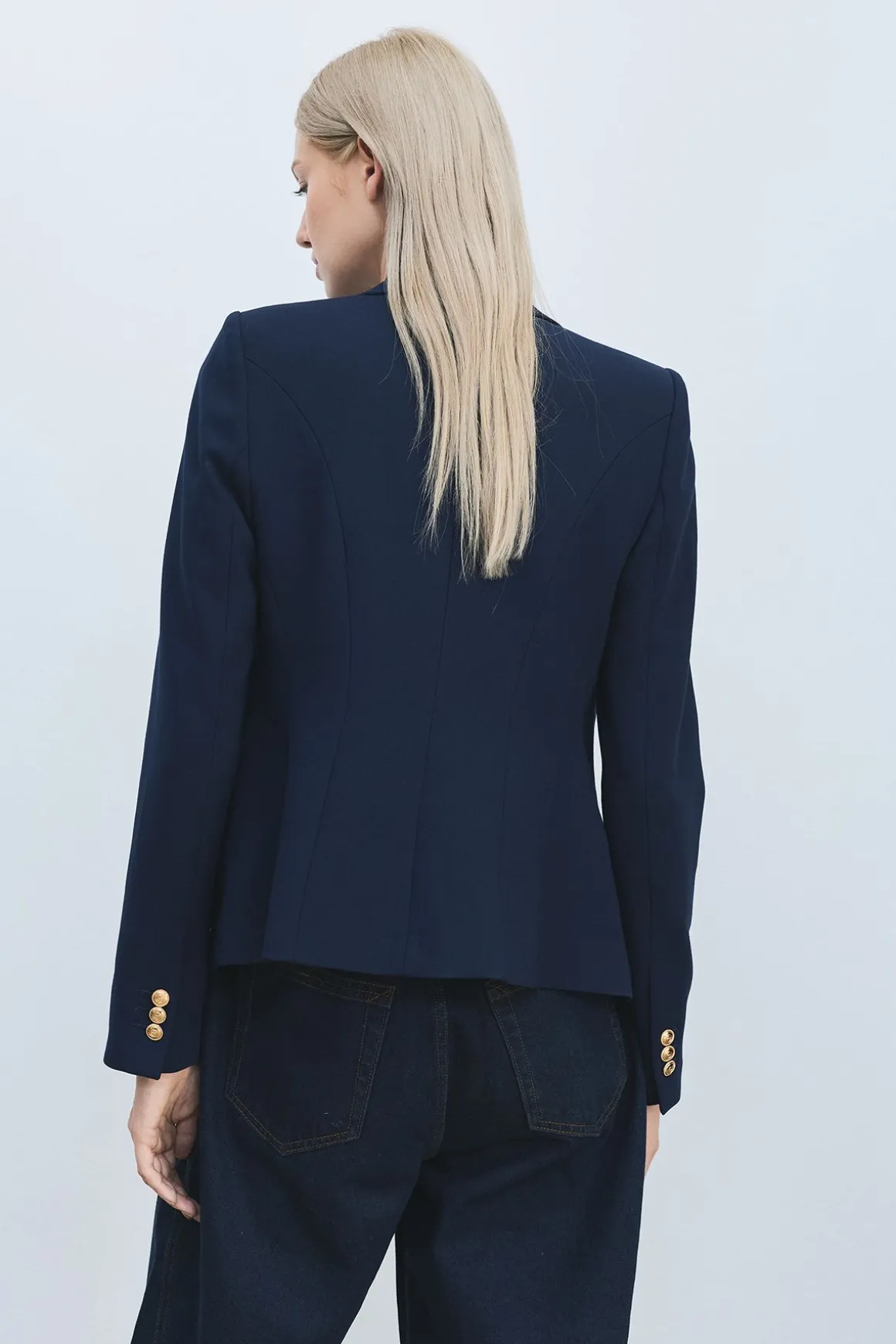 Blazer Militaire Ajusté à Boutons Petite Taille