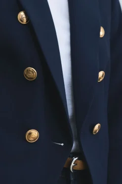 Blazer Militaire Ajusté à Boutons