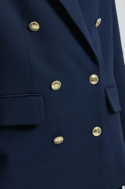 Blazer Militaire Cintré En Tissu Stretch Compact À Double Boutonnage