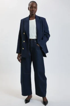 Blazer Militaire Cintré En Tissu Stretch Compact À Double Boutonnage