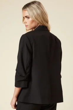 Dorothy Perkins Blazer Noir Petite à Manches Froncées<Femme Tailleurs