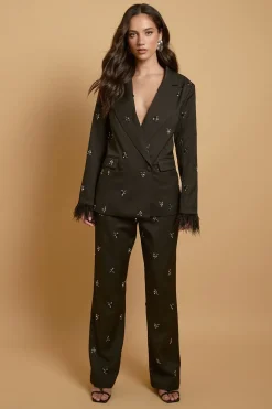 Oasis Blazer Orné De Bijoux Avec Poignets En Plumes<Femme Tailleurs|Blazers