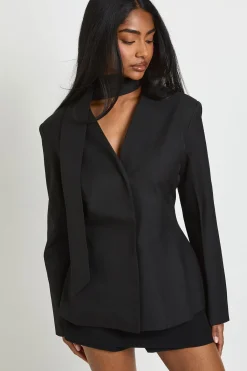 boohoo Blazer Ouvert Avec Détail Foulard<Femme Tailleurs|Blazers