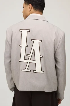 Blazer Oversize Boxy À Chevrons Avec Appliqué Dos LA
