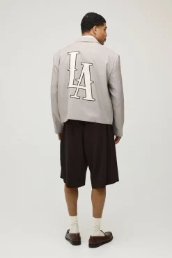 Blazer Oversize Boxy À Chevrons Avec Appliqué Dos LA