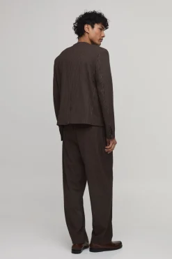 Blazer Oversize Boxy Sans Col À Fines Rayures