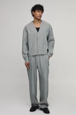 boohooMAN Blazer Oversize Boxy Sans Col À Chevrons<Homme Ensembles|Tenues De Soirée Grande Taille