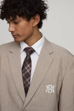 boohooMAN Blazer Oversize Brodé À Chevrons<Homme Tout Afficher|Costumes Et Tenues Formelles