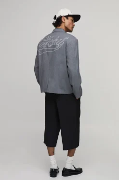 Blazer Oversize À Chevrons Avec Appliqué Au Dos