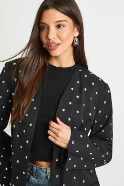 Blazer oversize clouté sans col