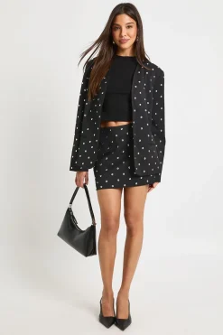 Blazer oversize clouté sans col