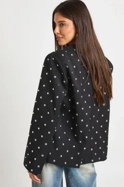 Blazer oversize clouté sans col