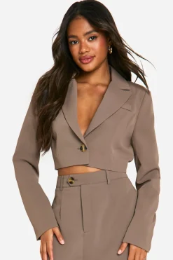 Blazer oversize crop à la coupe boxy et ajustée