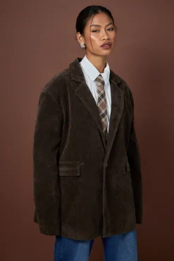 boohoo Blazer oversize d'allure vintage en suédette<Femme Vestes & Manteaux
