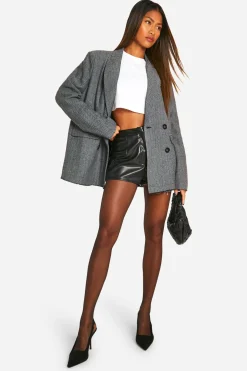Blazer oversize à double boutonnage en chevron avec ourlet effiloché