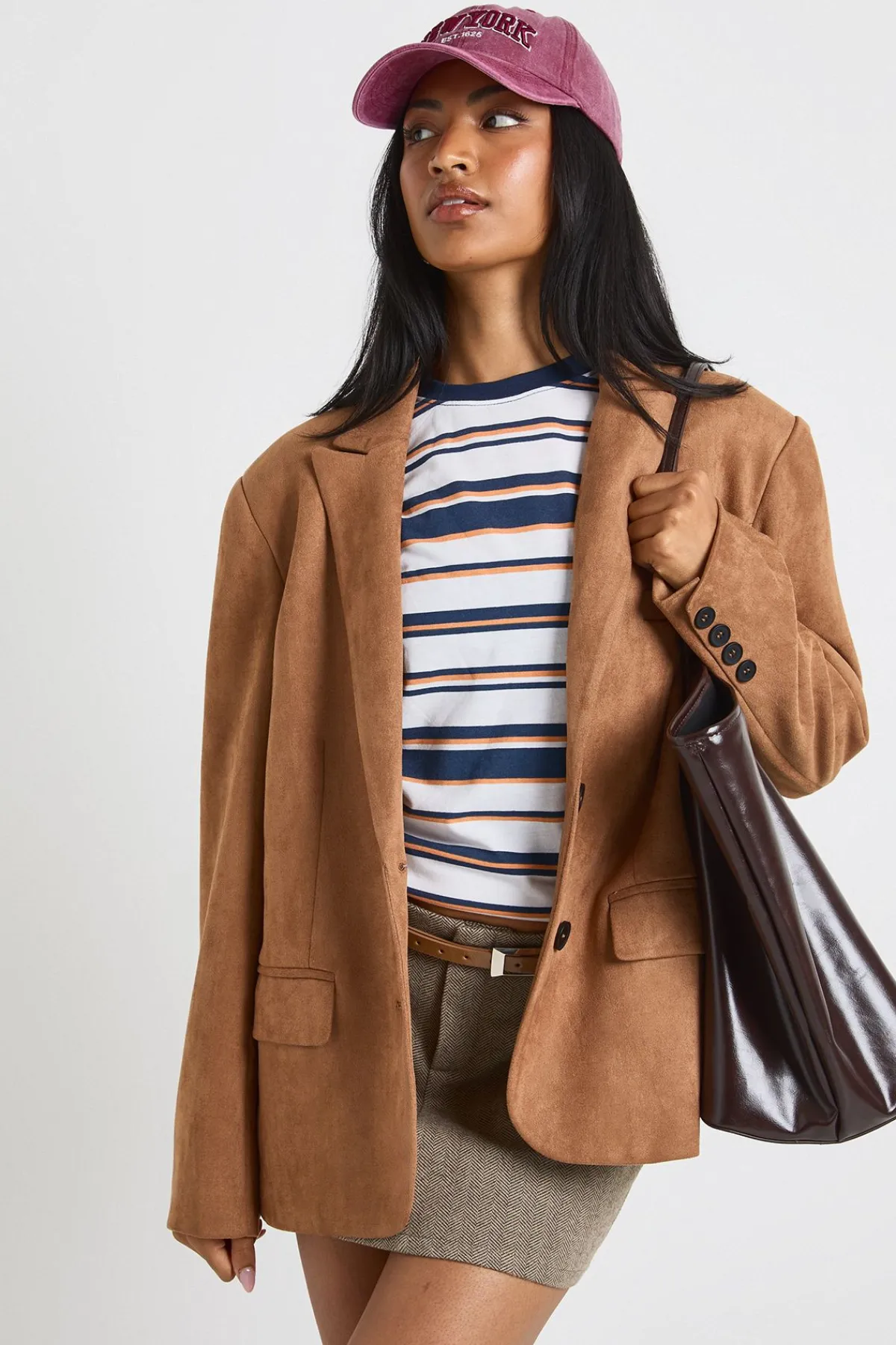 boohoo Blazer oversize en suédé synthétique<Femme Tailleurs|Blazers