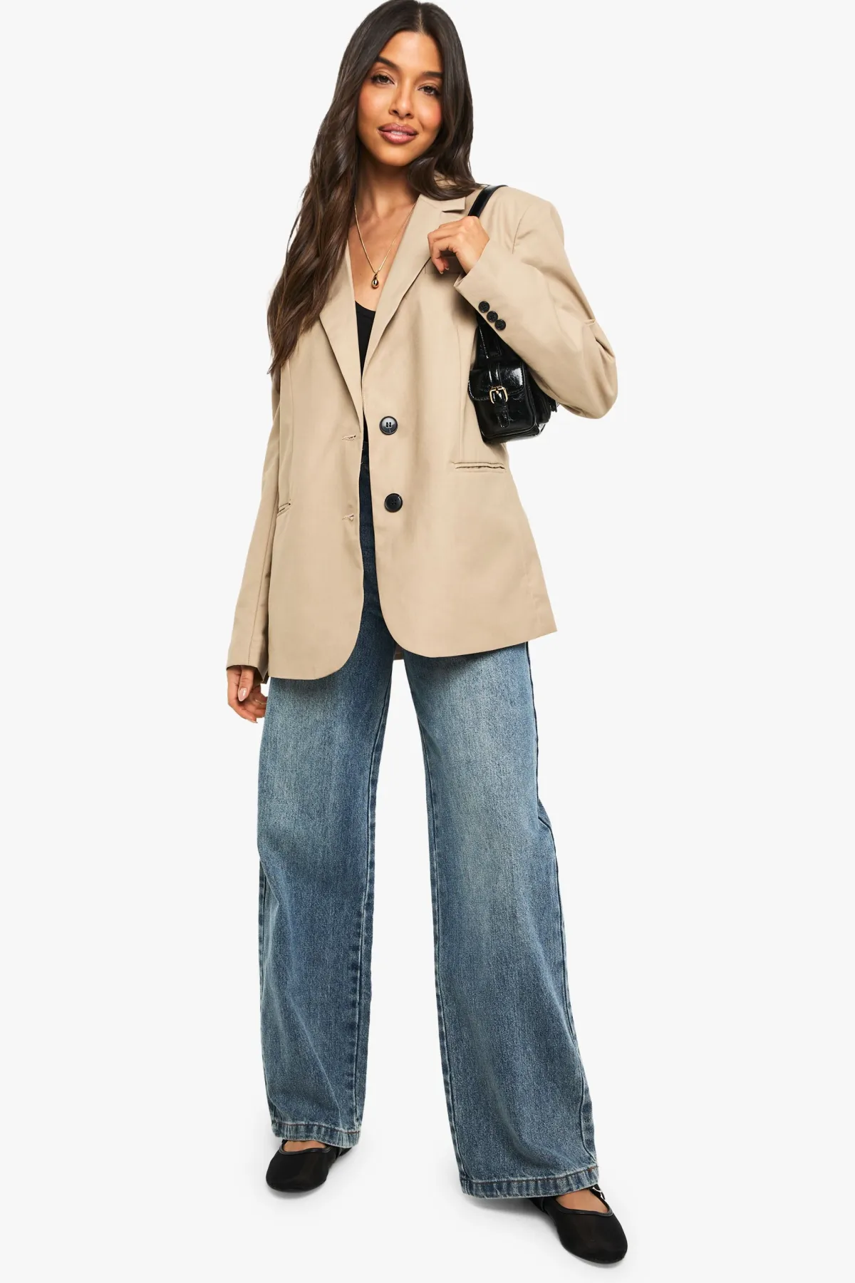boohoo Blazer oversize à fente à l'ourlet et à simple boutonnage<Femme Blazers|Vestes & Manteaux