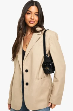 boohoo Blazer oversize à fente à l'ourlet et à simple boutonnage<Femme Blazers|Vestes & Manteaux
