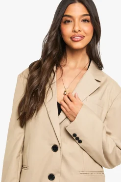 boohoo Blazer oversize à fente à l'ourlet et à simple boutonnage<Femme Blazers|Vestes & Manteaux