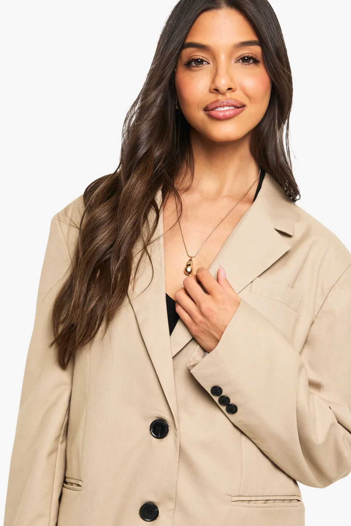 boohoo Blazer oversize à fente à l'ourlet et à simple boutonnage<Femme Blazers|Vestes & Manteaux