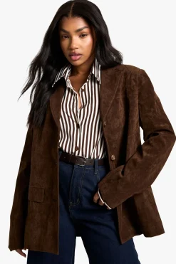 boohoo Blazer oversize à l'allure vintage en synthétique suédé<Femme Tailleurs|Blazers