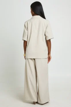 boohoo Blazer Oversize À Manches Courtes<Femme Tons Neutres|Blazers