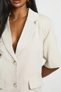 boohoo Blazer Oversize À Manches Courtes<Femme Tons Neutres|Blazers