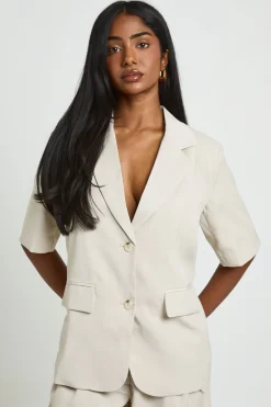 boohoo Blazer Oversize À Manches Courtes<Femme Tons Neutres|Blazers
