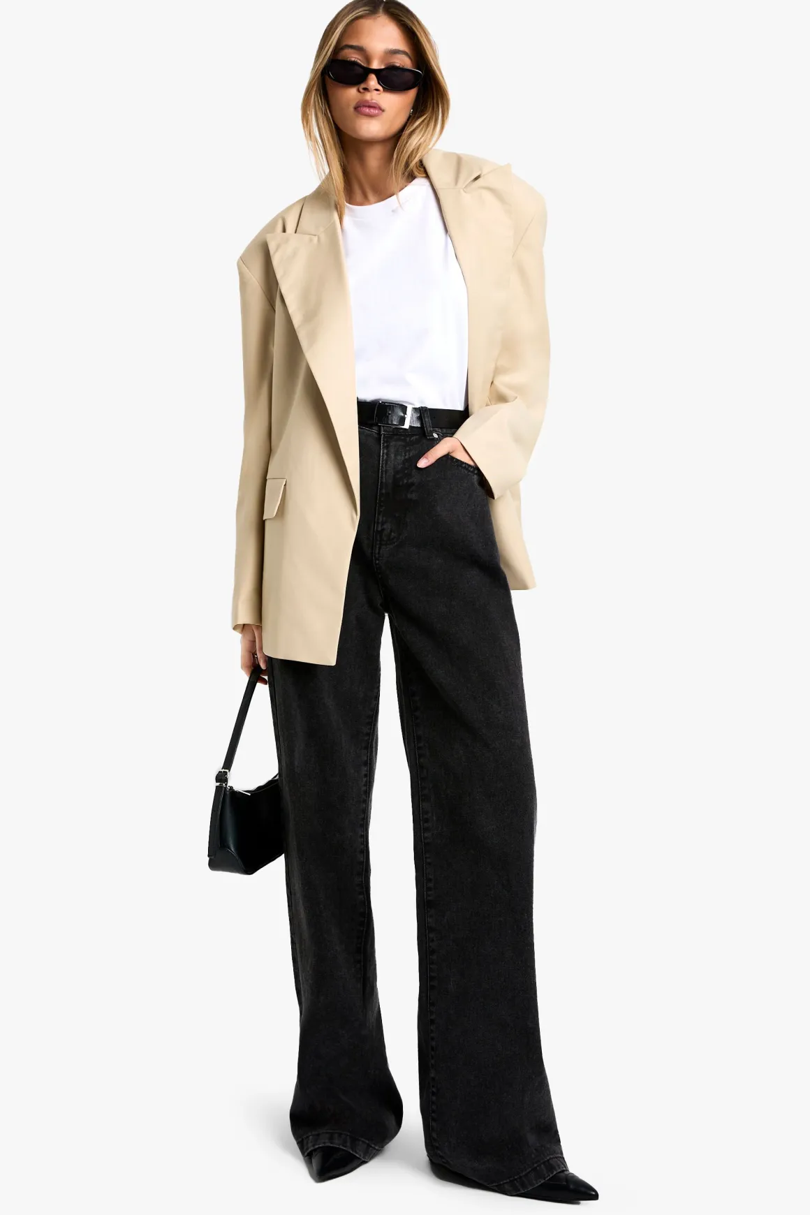 Blazer oversize ouvert à reverss extrêmes