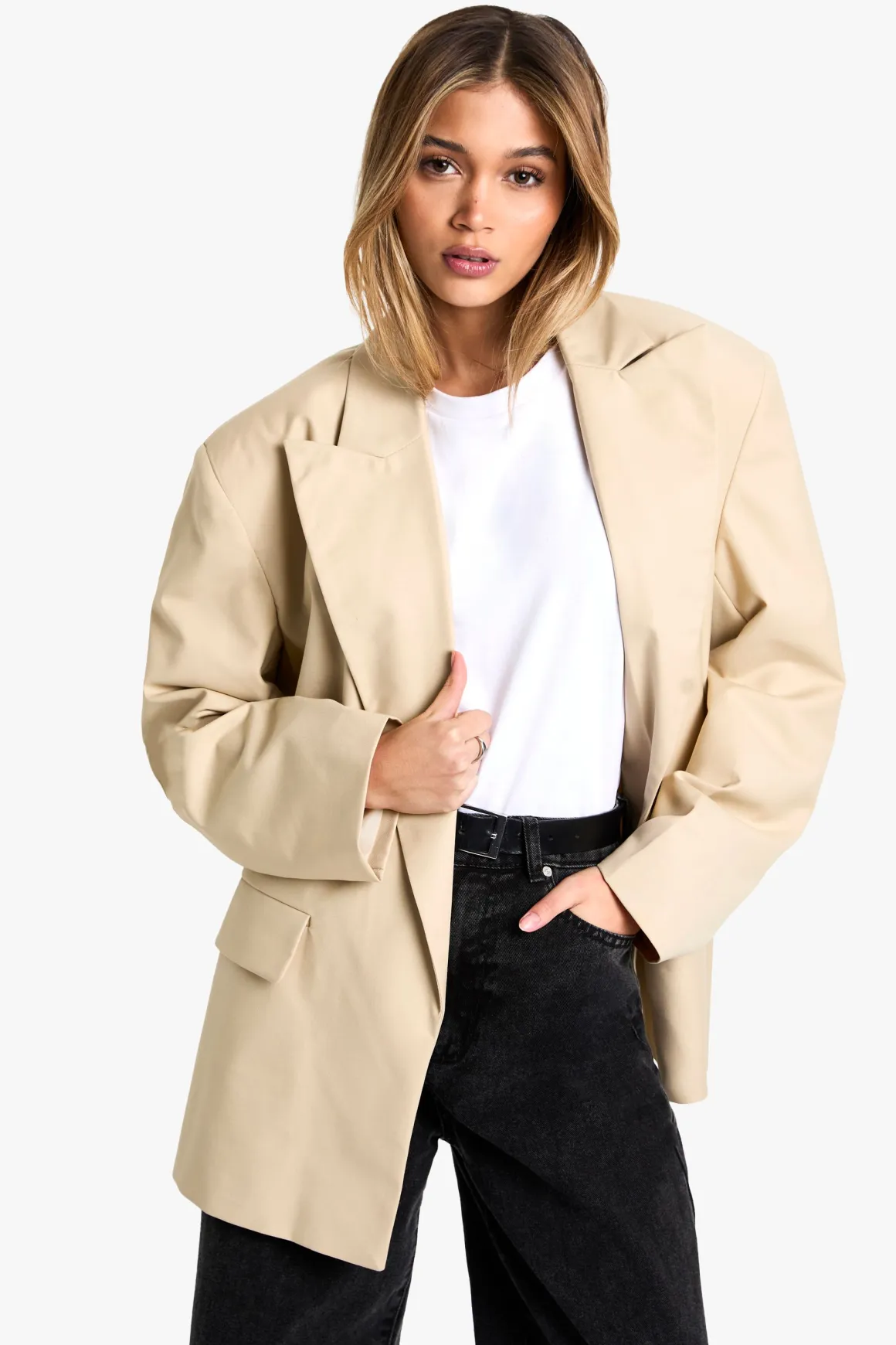 Blazer oversize ouvert à reverss extrêmes