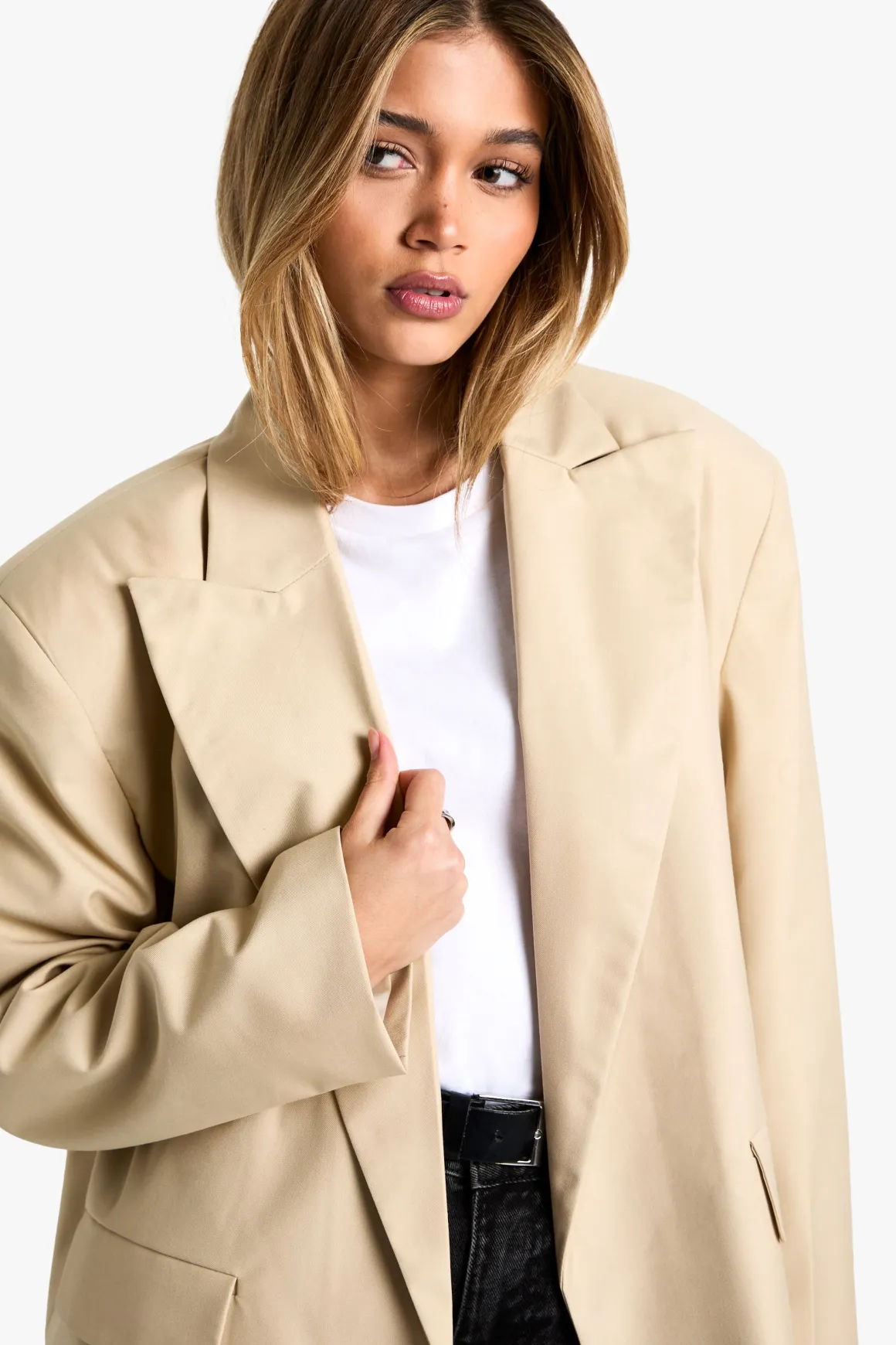Blazer oversize ouvert à reverss extrêmes
