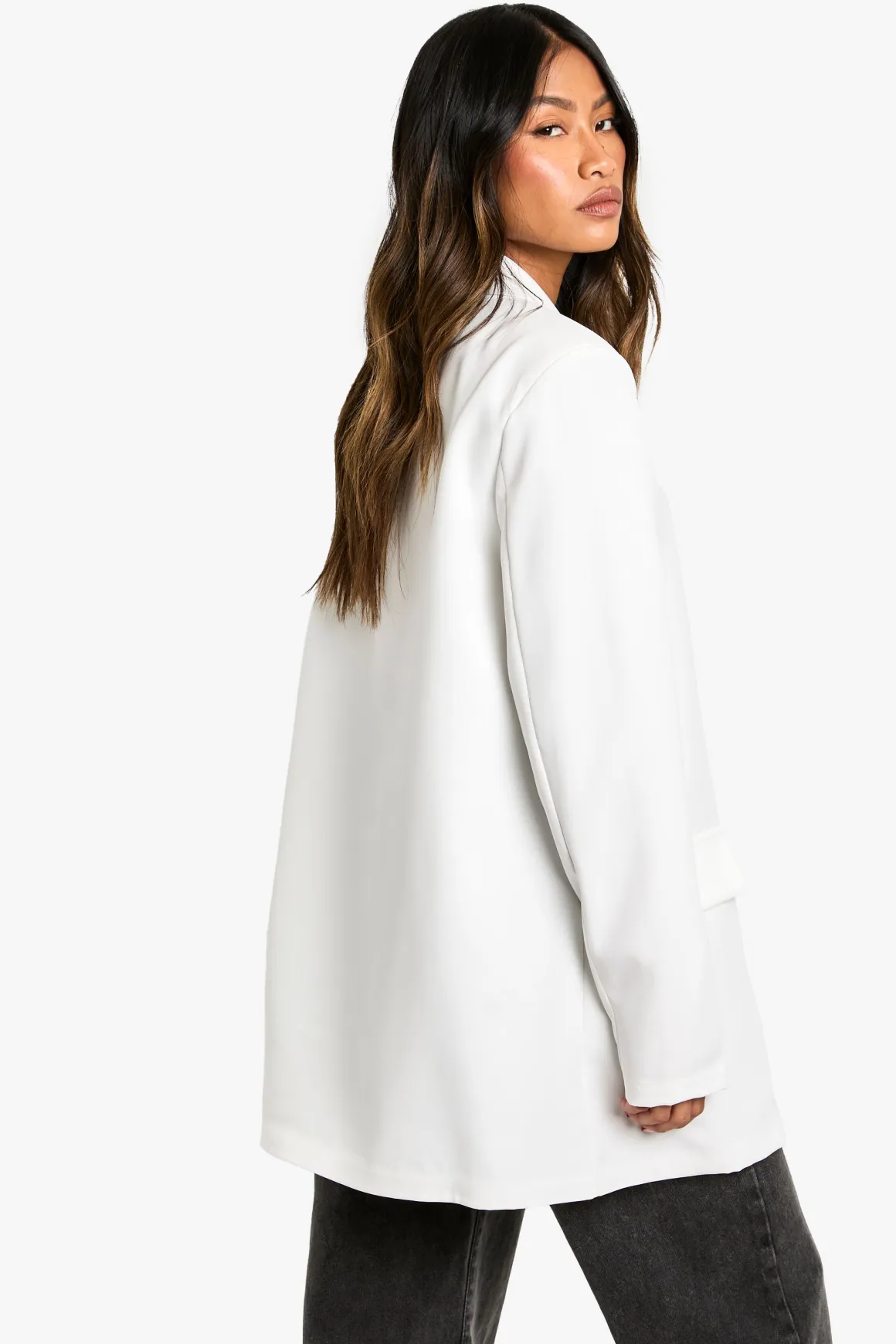 Blazer oversize à épaules rembourrées et décolleté plongeant