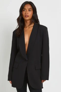 Blazer Oversize À Épaulettes Et Col Plongeant Petite