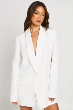 Blazer Oversize Plongeant À Épaulettes Hautes
